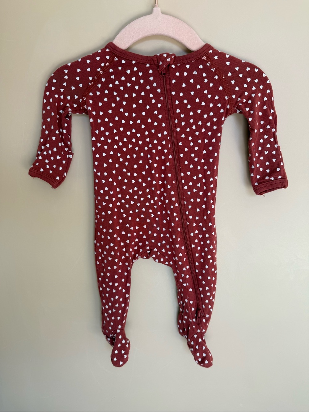Quincy Mae red Footed One-Piece with White Hearts